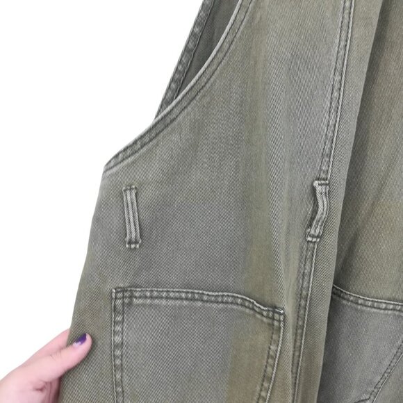 Brandy Melville Army Military Green Overalls Shortalls Shorts Size M Frayed Raw - Picture 9 of 14